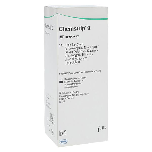 Chemstrip 9 Urinalysis Test Strip f/ Chmstrp 101/ Chmstr Crtrn2 100/Bt