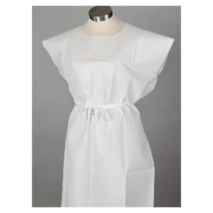 Exam Gown Tissue 3 Ply Attached Ties Short Sleeves Standard 30 in...
