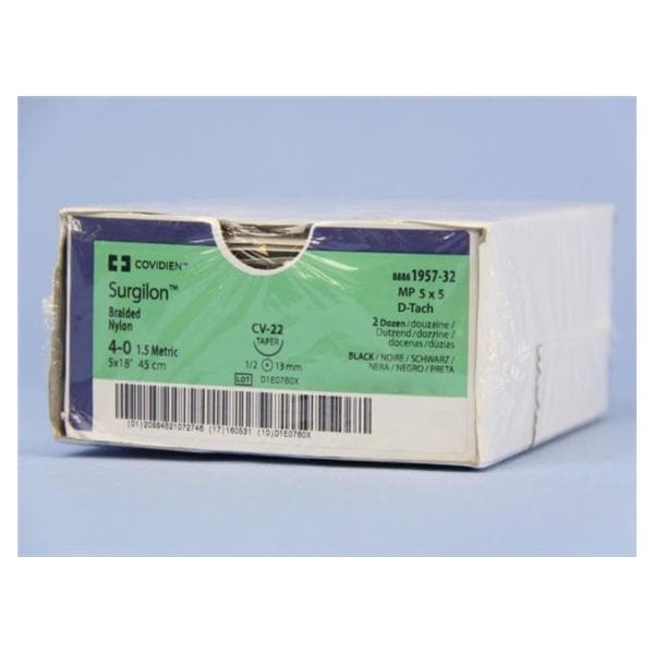 Surgilon Suture 4-0 18" Nylon Braid CV-22 Black 24/Ca