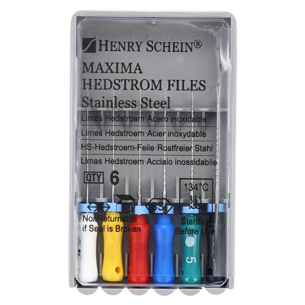Maxima Hand Hedstrom Files 21 mm Size 15-40 Stainless Steel Assorted 6/Bx