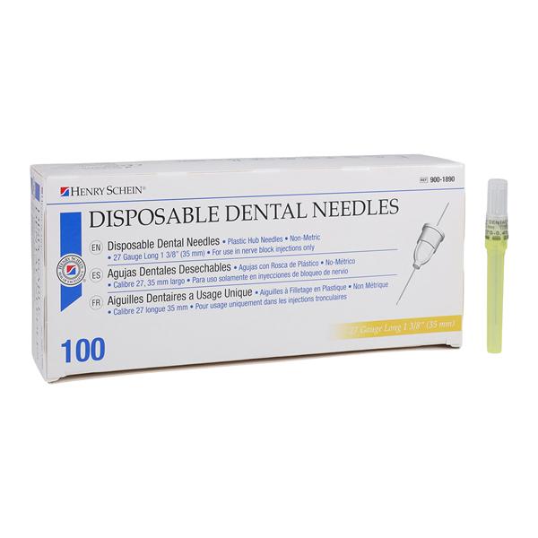 HSI Standard Needle Plastic Hub 27 Gauge Long Yellow 100/Bx, 10 BX/CA