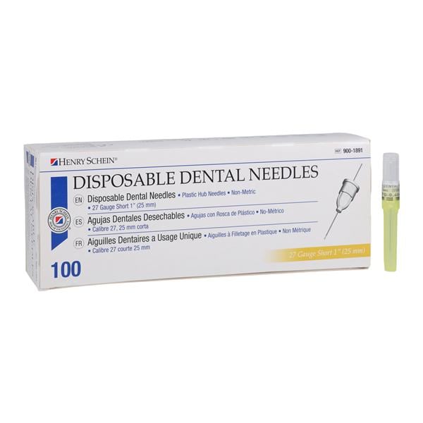 HSI Standard Needle Plastic Hub 27 Gauge Short Yellow 100/Bx, 10 BX/CA