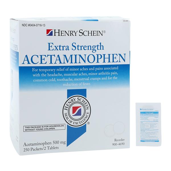 Henry Schein Pain Reliever/Fever Reducer Tablets 500mg Extra Stre...