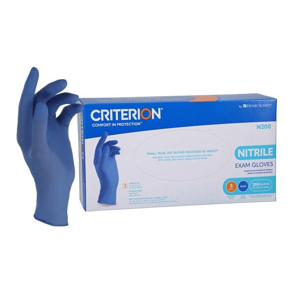 Criterion N200 Nitrile Exam Gloves Small Standard Blue Non-Sterile