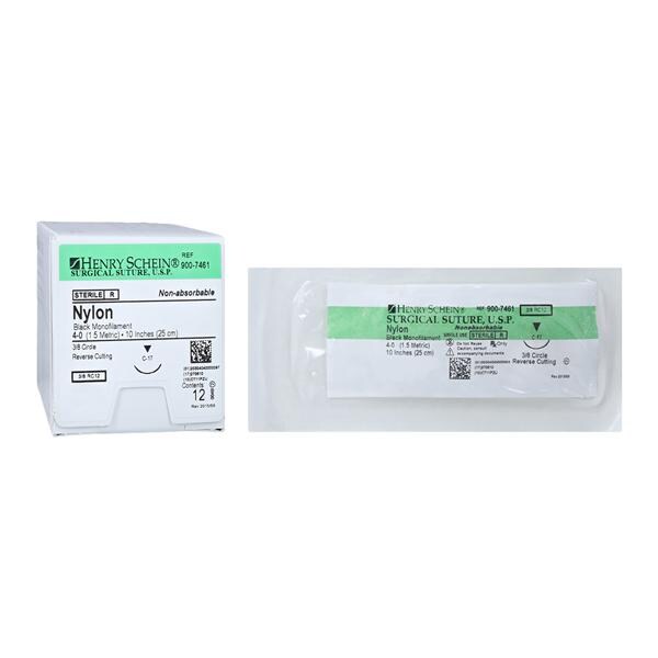 Henry Schein Suture Nylon Monofilament 4-0 10" Non-Absorbable C-1...