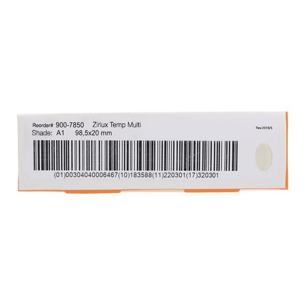 Zirlux Temp Multilayer PMMA Disc A1 98x20mm Ea