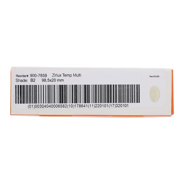 Zirlux Temp Multilayer PMMA Disc B2 98x20mm Ea
