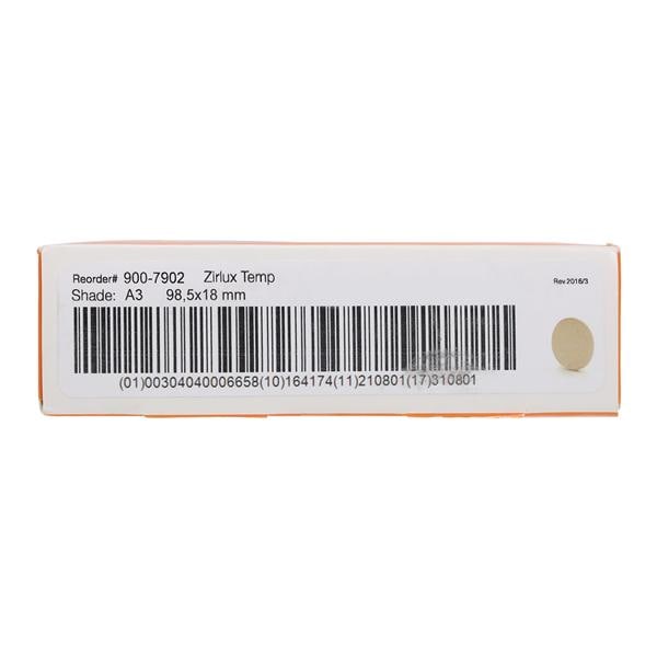 Zirlux Temp PMMA Disc A3 98x18mm Ea