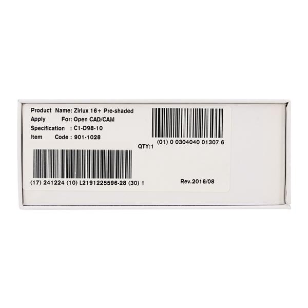 Zirlux 16+ Zirconia Disc C1 98x10mm Ea