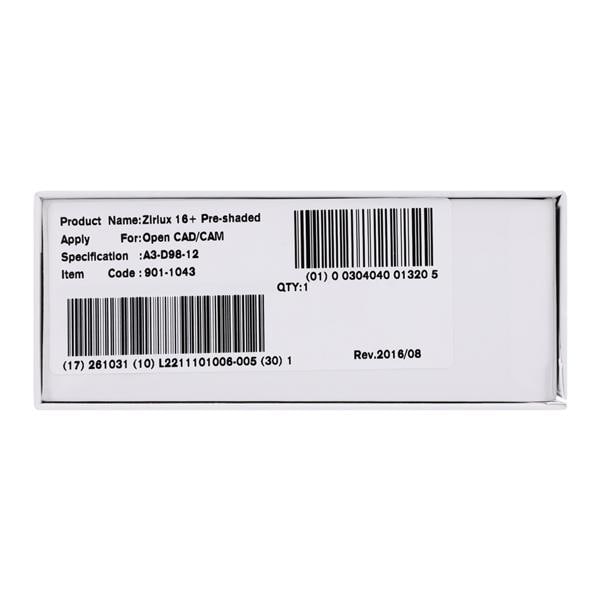 Zirlux 16+ Zirconia Disc A3 98x12mm Ea