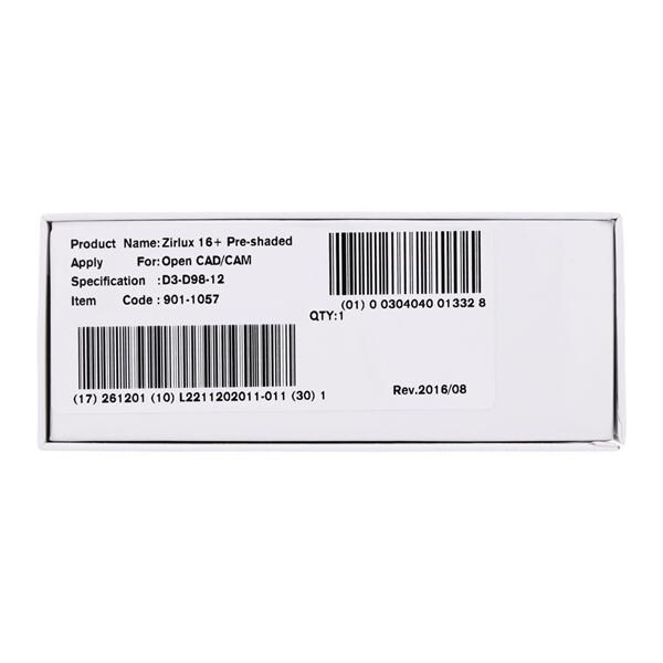 Zirlux 16+ Zirconia Disc D3 98x12mm Ea