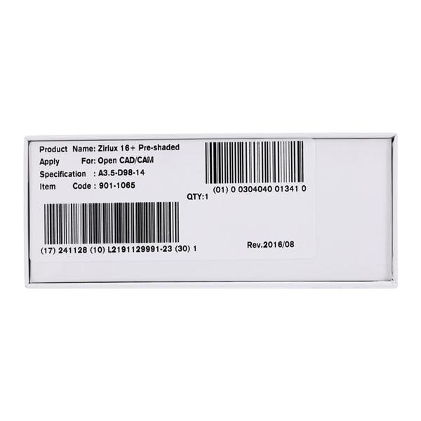 Zirlux 16+ Zirconia Disc A3.5 98x14mm Ea