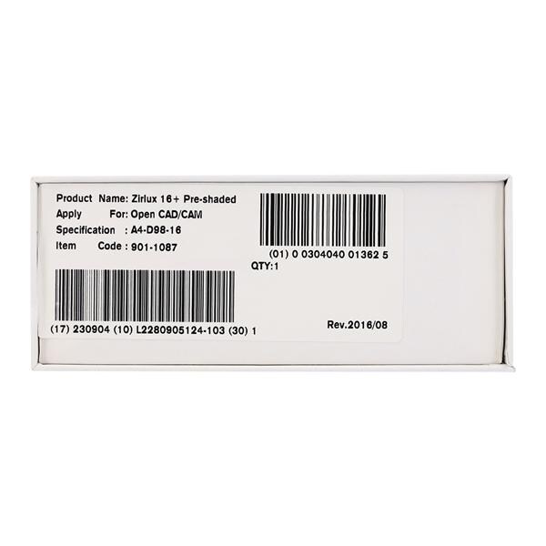Zirlux 16+ Zirconia Disc A4 98x16mm Ea