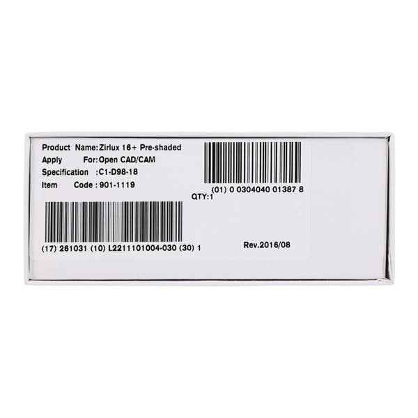 Zirlux 16+ Zirconia Disc C1 98x18mm Ea