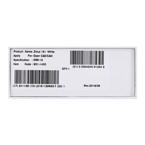 Zirlux 16+ Zirconia Disc White 98.5x12mm Ea
