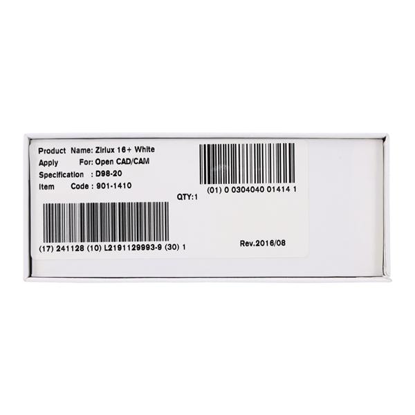 Zirlux 16+ Zirconia Disc White 98.5x20mm Ea