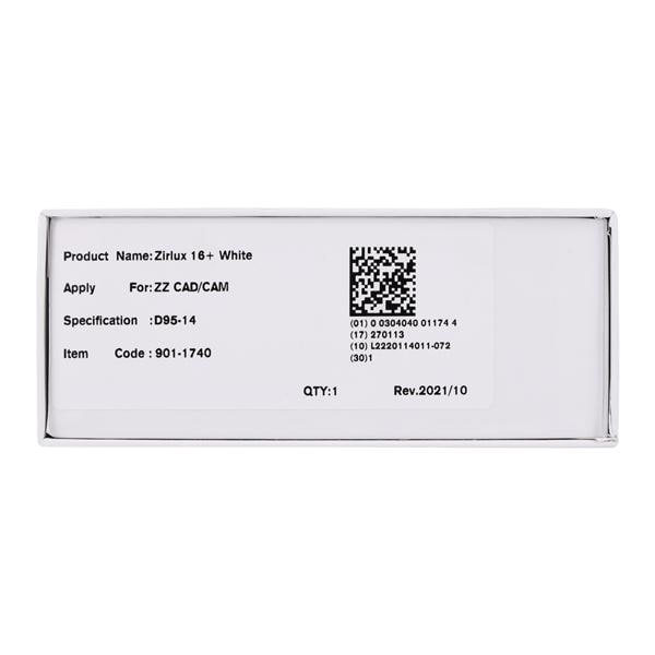 Zirlux 16+ Zirconia Disc White 95x14 Ea