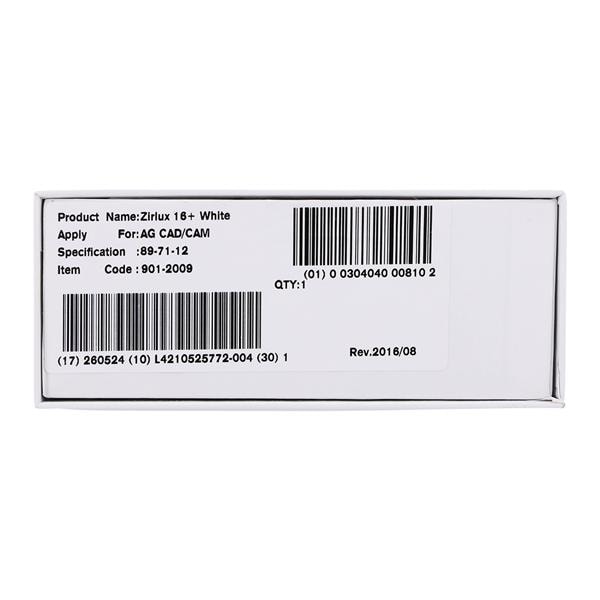 Zirlux 16+ Zirconia Disc White 71x12mm Ea