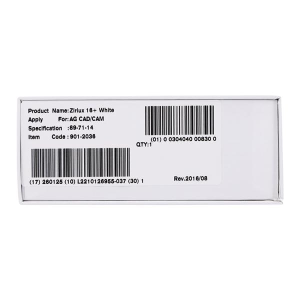 Zirlux 16+ Zirconia Disc White 71x14mm Ea