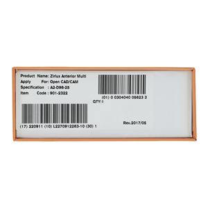 Zirlux Anterior Multi Zirconia Disc A2 98x25mm Ea