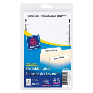 Inkjet/Laser File Folder Labels 5/8 in x 3.5 in White 252/Pack 25...