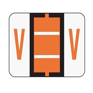 Bar-Style Permanent Alphabetical Labels V Dark Orange 500/Roll 500/Pk