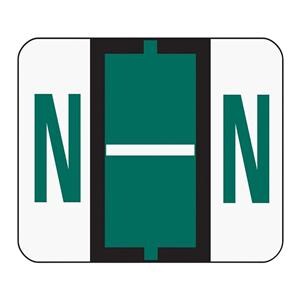 Bar-Style Permanent Alphabetical Labels "N" Dark Green 500/Pk