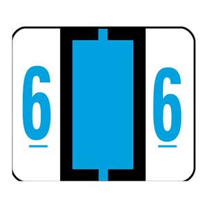 Smead BCCRN Bar-Style Permanent Numerical Labels "6" Blue 500/Pk