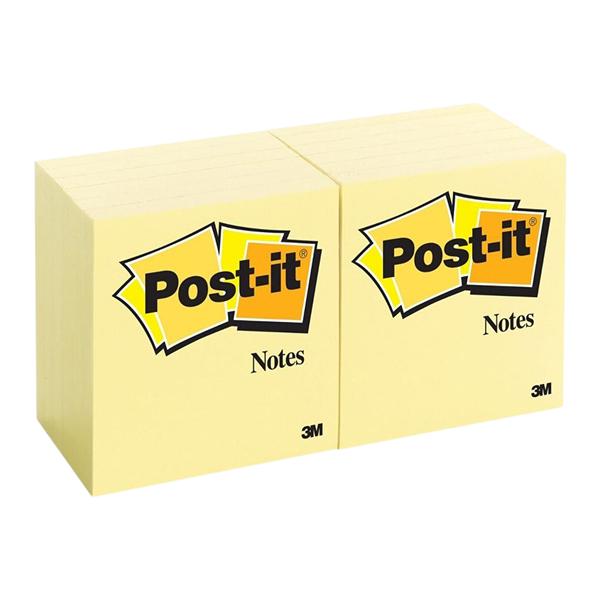 Notes 3 in x 3 in Canary Yellow 100 Sheets/Pad 12/Pack 12/Package
