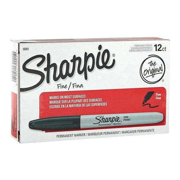 Sharpie Permanent Fine-Point Markers Black 12/Pack 12/Package