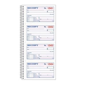 Adams Carbonless 2-Part Spiral Money/Rent Receipt Book 200 Sheets 1/PK