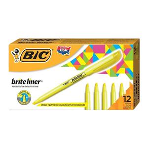 BIC Brite Liner Highlighters Yellow 12/Box 12/Package