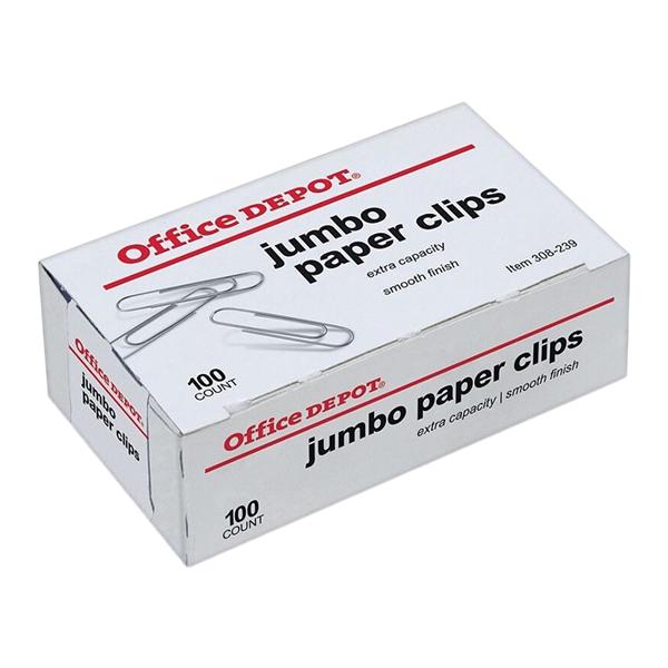 Office Depot Brand Paper Clips Jumbo Silver 100/Box 100/Box