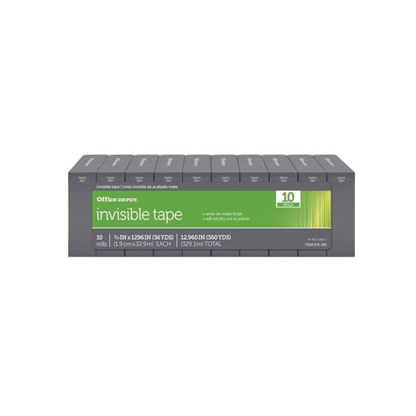 Office Depot Brand Invisible Tape 3/4 in x 1296 in 10/Pack 10/Pac...