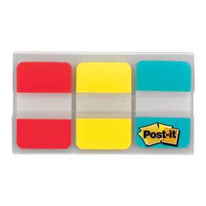 Durable Tabs 1 in x 1.5 in Blue/Red/Yellow 22 Flags/Pad 3/Pack 1/PK