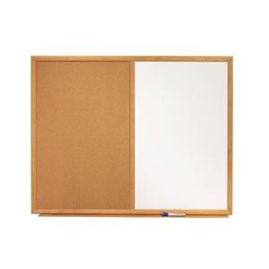 Dry-Erase/Cork Bulletin Board 2 ft x 3 ft Oak Frame/Natural Cork 1/PK