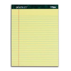 Tops Docket Legal Ruled Pads 8.5 in x 11.75 in 50 Sheets Canary 12/Pk