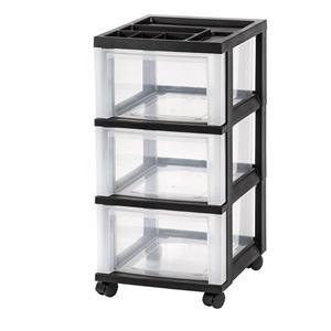 Plastic Storage Cart 3 Drawers Black/Clear Each