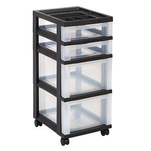 Plastic Storage Cart 4 Drawers Black Each