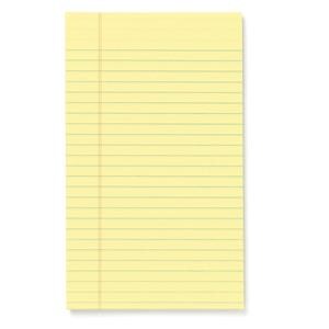 Jr. Glue-Top Writing Pads 5 in x 8 in Legal Ruled 50 Sheets Cnry 12/Pk