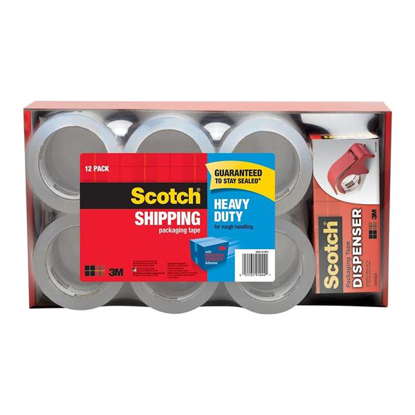 Scotch Packaging Tape With Dispenser 1 7/8 in x 54.6 Yd 12/Pack 12/Pk
