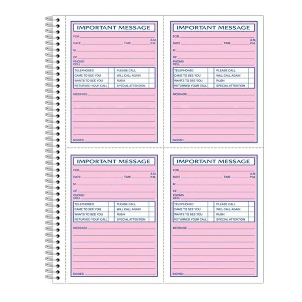 Adams Phone Message Book 11" x 8 1/4" Book Of 400 Messages Ea