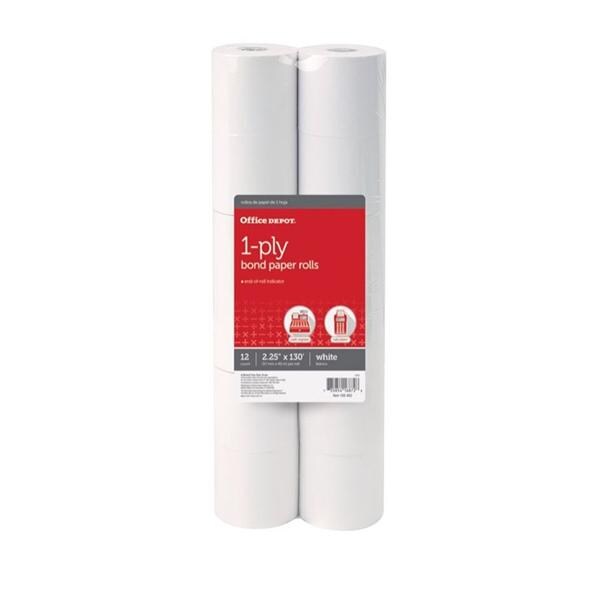 Single-Ply Paper Rolls 2 1/4 in x 130 ft White 12/Package