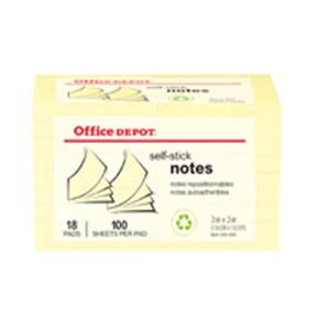 Self-Stick Notes 3 in x 3 in Yellow 100 Sheets/Pad 18/Pack 18/Pk