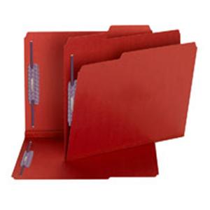 Fastener Folder Coated Fastener Ltr Sz 1/3 Cut Bright Red 25/Box 25/Pk