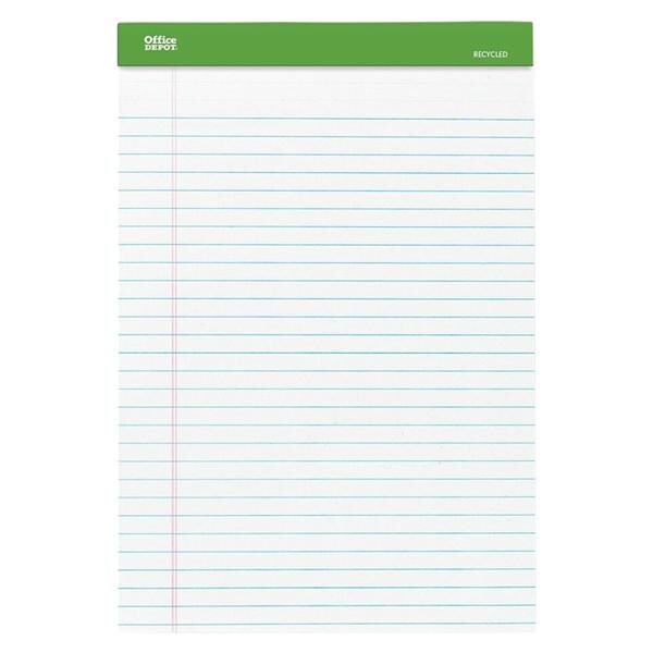 Perforated Writing Pad 8.5 in x 11.75 in 50 Sheets White 6/Pk