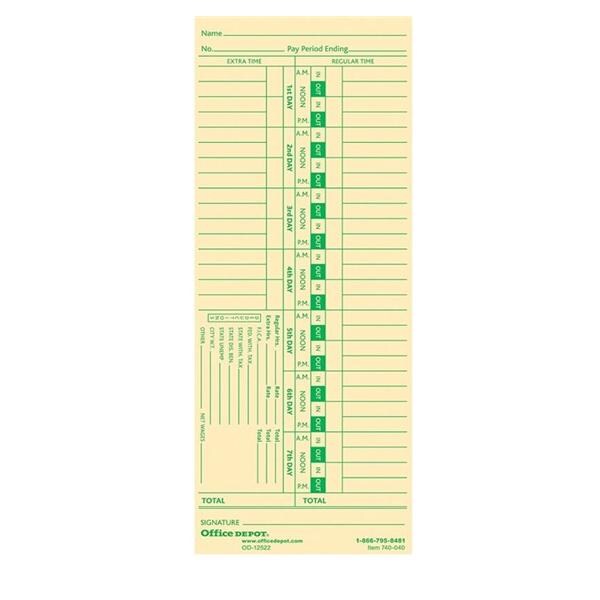 Time Cards Biweekly Days 1-7 2-Sided Manila 100/Pack 100/Pk