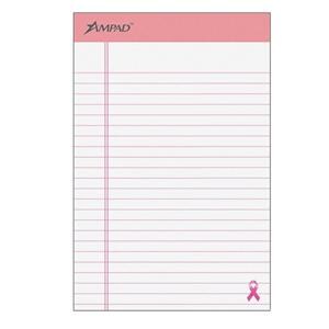 Ampad Esselte Breast Cancer Writing Pads Pink/White 50 Sheets/Pad 6/Pk