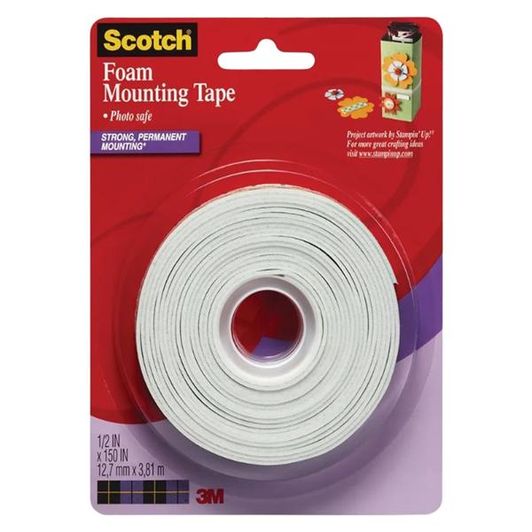 Scotch® Foam Mounting Tape 1/2x150 White Ea