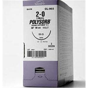 Polysorb Suture 2-0 30" Polyester Braid V-20 Violet 36/Ca